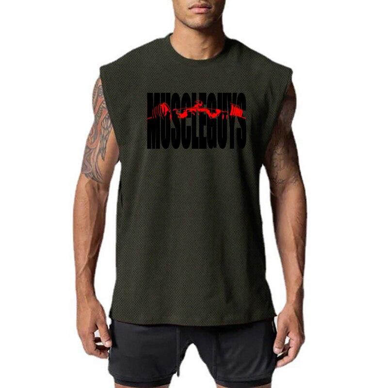 Muscleguys Мужская сетка для фитнеса и бега, быстросохнущая футболка без рукавов, высококачественные дышащие майки на бретелях