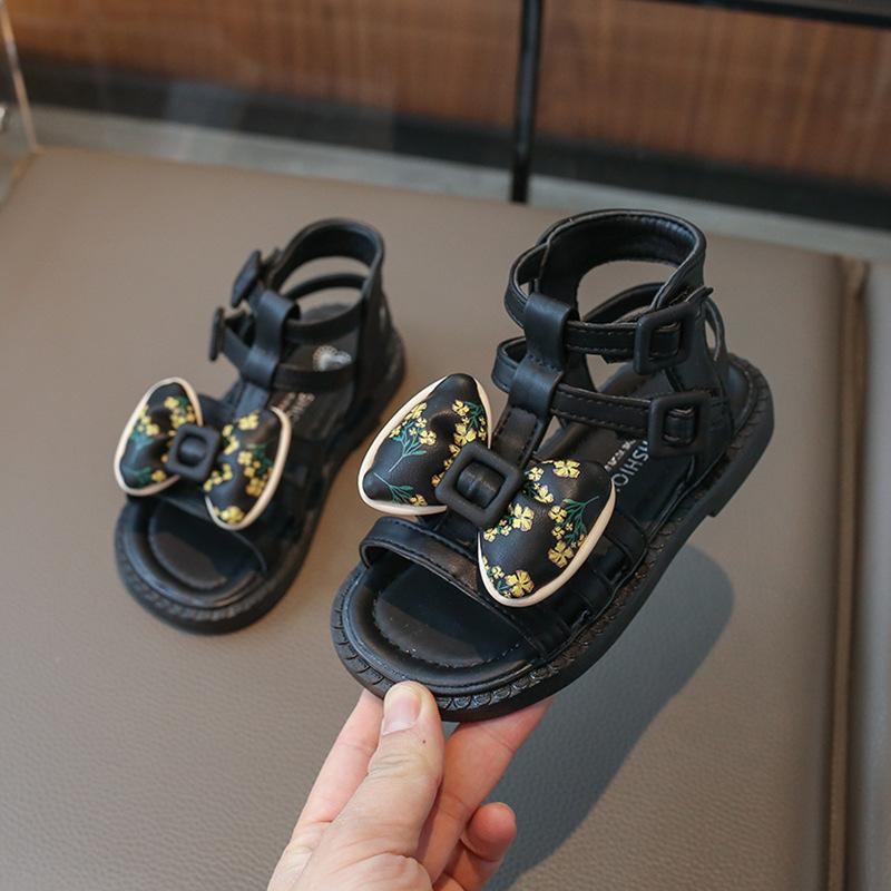 Новые сандалии-бабочки для девочек, модные повседневные детские сандалии принцессы с вырезами, римские сандалии, модные открытые детские пляжные гладиаторские сандалии