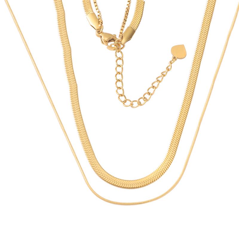 Стильное не тускнеющее двухслойное ожерелье-цепочка «Змея и лезвие»