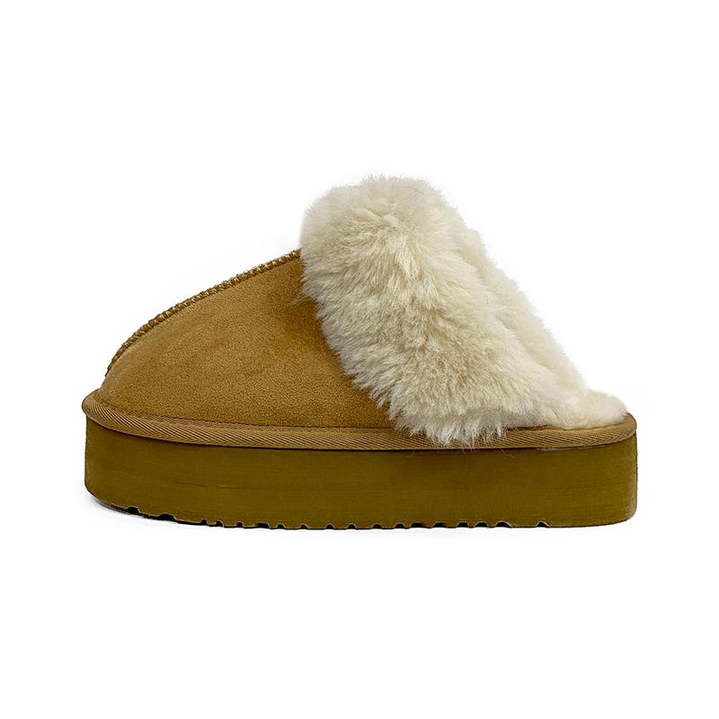 Fashion Winter Women Fur Slippers Warm Boots Platform Flip Flops 2024 New Short Plush Flats Home Cotton Shoes Suede Mules Ladies Boots