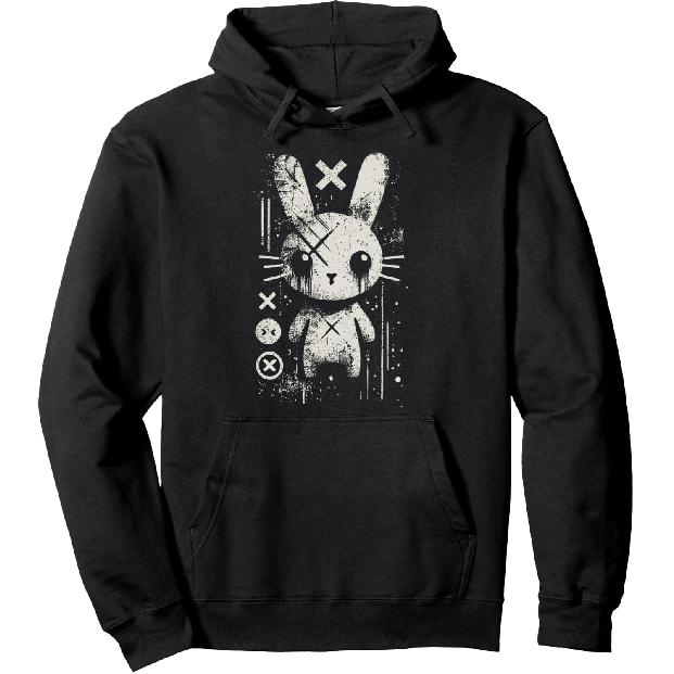 Creepy Cute Goth Bunny Horror Kawaii Rabbit Grunge Aesthetic Pullover Hoodie