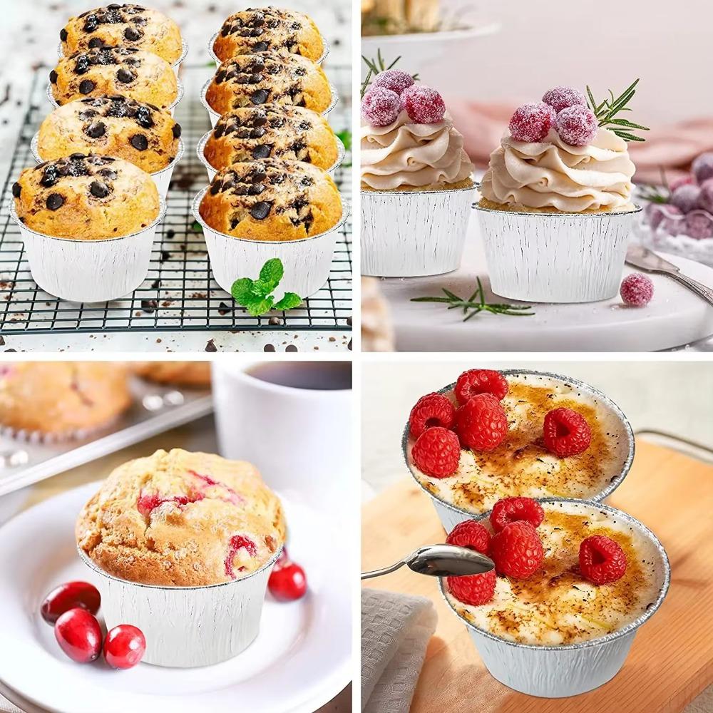 50Pcs Non-stick Baking Cup Tray Disposable Tinfoil Tray Aluminum Tin Foil Baking Pans  Pudding