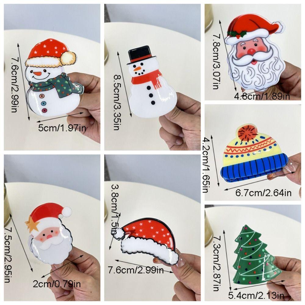 Christmas Snowman Santa Claus Christmas Tree Grab Clip Hair Claw Colourful Hat Small Shark Clip Hair Clip Gift Hair Accessories