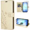 Protective Case - BOOLING - for Samsung Galaxy A17 4G/5G - Golden Floral PU Leather - 2 Tempered Glasses