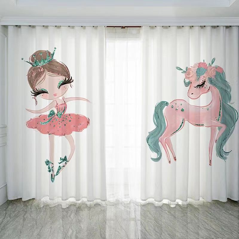 Мультяшный балет милый единорог лебедь розовая принцесса девочка оконные шторы для детей спальня гостиная кухня дверь домашний декор 2 шт