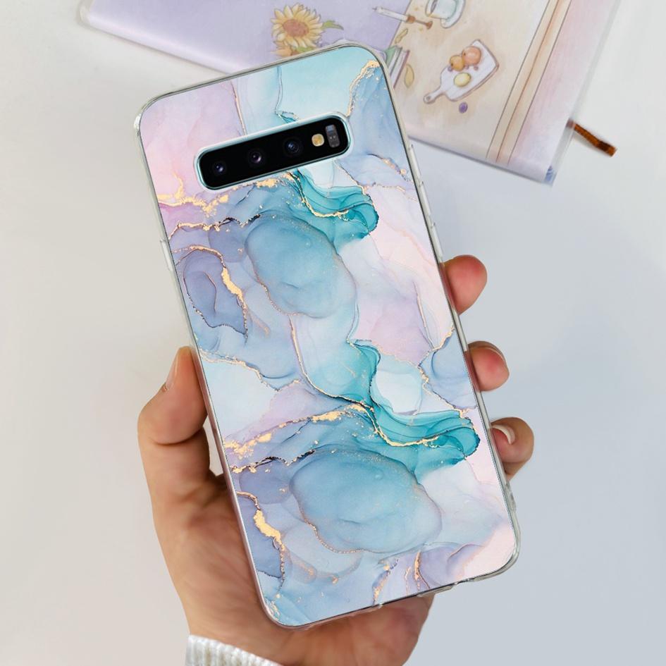 For Samsung Galaxy S10 S10+ Case SM-G973F Clear Cover Luxury Marble Flower Soft Silicone Fundas For Samsung S10 Plus S10e Bumper