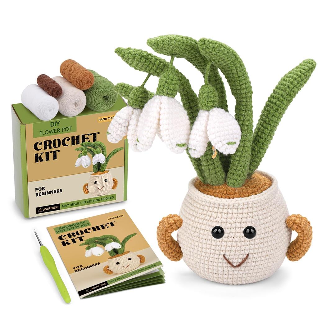 Fenrry Crochet Kit Knitting Kit with Step-by-Step Video Tutorials Easy Crochet Kit for Beginner Adults Decoration DIY Craft