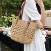 Соломенная сумка-ведро большой емкости для женщин, летняя тканая пляжная сумка-тоут с верхней ручкой, сумка-шоппер