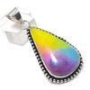 Радужный солнечный кварц драгоценный камень 925 стерлинговое серебро ювелирное изделие кулон 2,21"