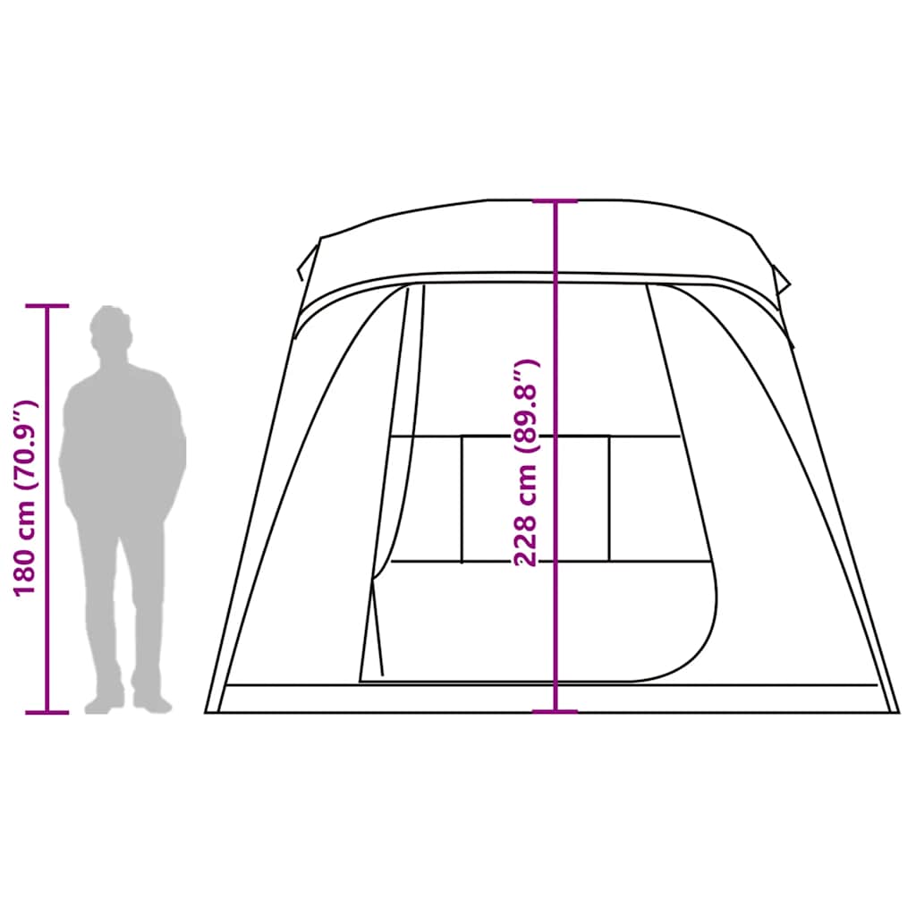 5 Person Camping Tent with Awning Grey and Orange Waterproof