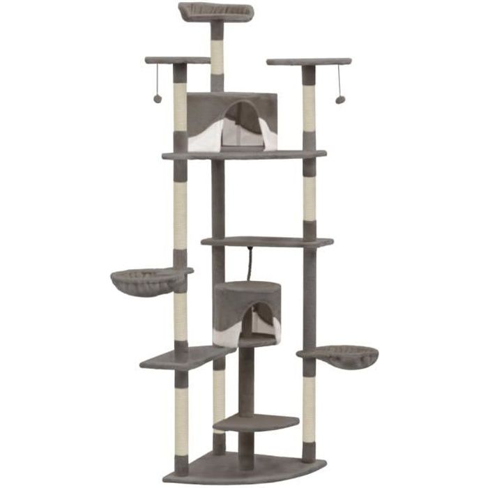VidaXL Arbre à chat avec griffoirs en sisal 203 cm Gris et Blanc