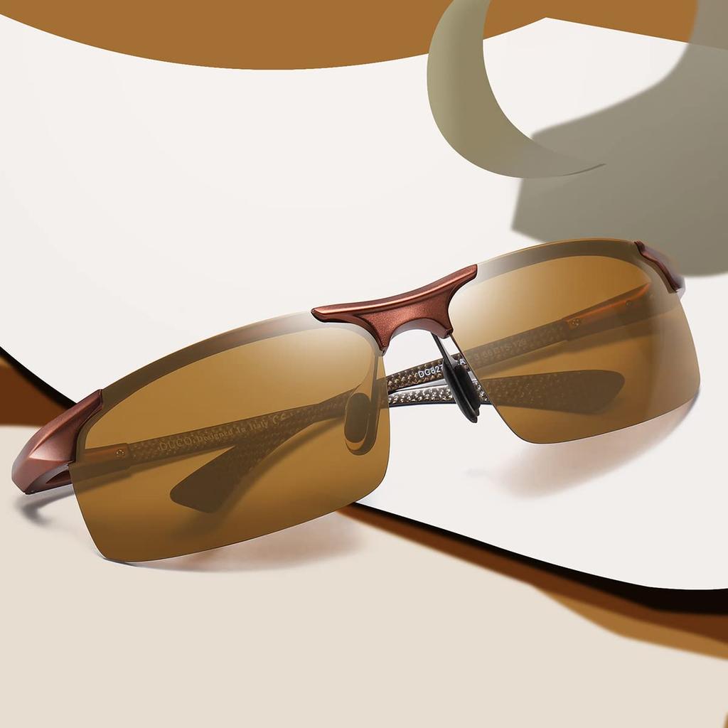 Large Polarized For Large Premium Carbon Fiber Ultra For 8277 [DUCO] Men's Sunglasses, Size, Sunglasses, Sports, UV400, Sunglasses, Brown, Faces,