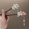 1pc Elegant Temperament Chimes Orchids Tassels Hairpins Cheongsam Hanfu Coiled Hair Niche Fashion Versatile Headwear