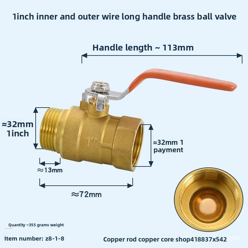 1/2 3/4 1" Brass Thread Connector Valve Water Pipe Fittings Quick Connector Ball Valve Garden Watering Irrigation Copper Coupler