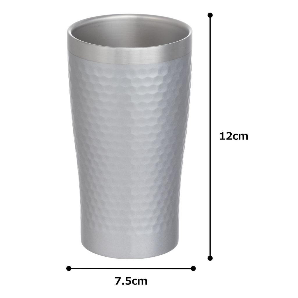 Maebata Thermo Vacuum Double Stainless Luxe 50882 Tumbler, Insulated, Walled, Steel, Silver, 340ml,