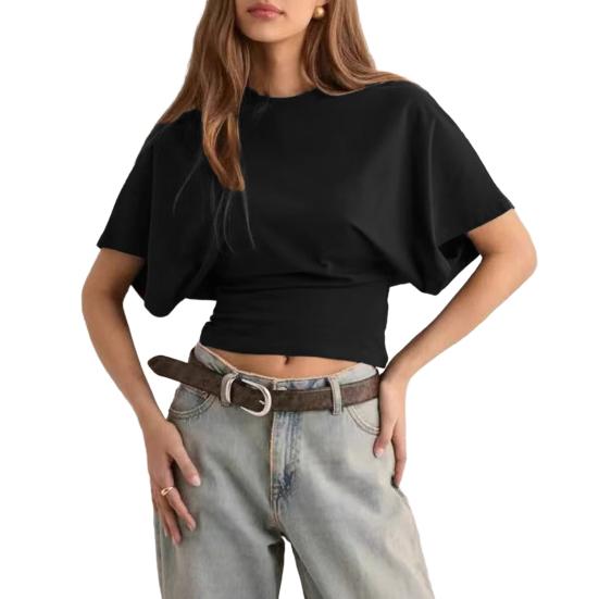 Женская однотонная футболка с круглым вырезом, дышащая, повседневная, летняя, с коротким рукавом