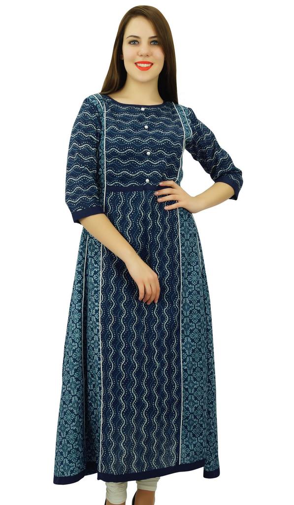 Phagun Cotton Abstract Anarkali Kurti Women Ethnic Tunic Dress Designer