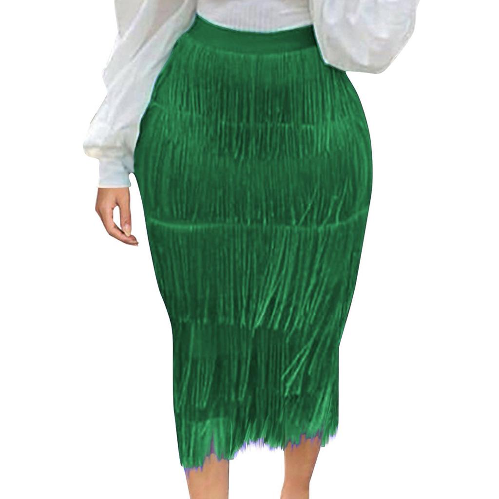 Женская сексуальная вечерняя клубная модная юбка с высокой талией и кисточками