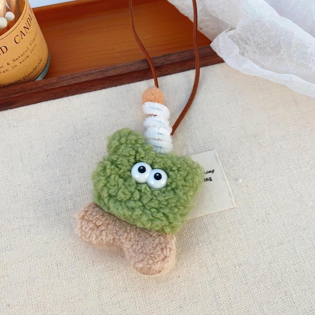 Cartoon Cute Twist Stick Plush Pendant Necklace – Heart Sweater Chain for Girls