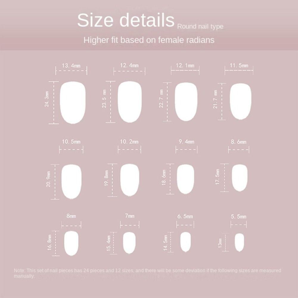 24pcs Detachable Press On Nails Fake Nials DIY False Nails Gradient Pink French Short Round