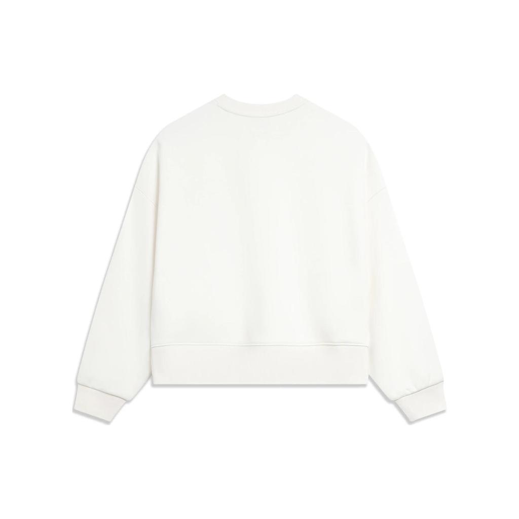 Li Ning Sports Lifestyle Series однотонный флисовый теплый свободный пуловер с логотипом Женская толстовка Off-White AWDTE48-1