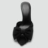 Elegant Bow Decoration Black Heeled Slippers Women Novelty Peep Toe Pleated Slide Sandal Luxury Banquet Dress Shoe Zapatos Mujer