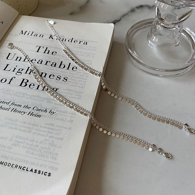 ANENJERY Женские модные ювелирные изделия, двухслойный квадратный диск с кисточками, браслет для женщин, милые темпераментные украшения ручной работы