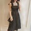 Spring and Summer Suspender Skirt Women's Mid-length Polka Dot One-shoulder Red Dress Summer Fairy Bottoming Skirt