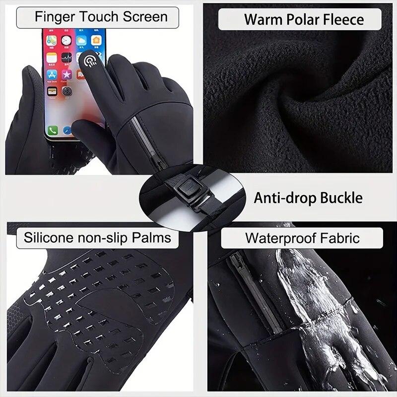 Водонепроницаемые велосипедные перчатки, зимние ветрозащитные теплые лыжные варежки, нескользящие перчатки с сенсорным экраном, перчатки для спорта на открытом воздухе, альпинизма и пешего туризма