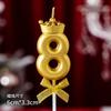 1 шт. Золотая/Серебряная Свеча-Цифра с Бантом-Короной - Декор для Торта на День Рождения, День Святого Валентина, Вечеринку