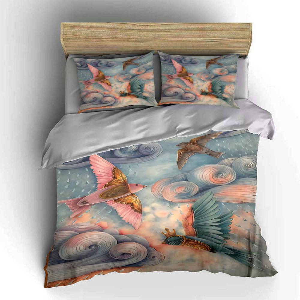 Flying birds amidst clouds. Bedding sets Duvet cover sets Duvet covers Pillowcases(1 * Duvet Cover 2 * Pillowcases without duvet insert)
