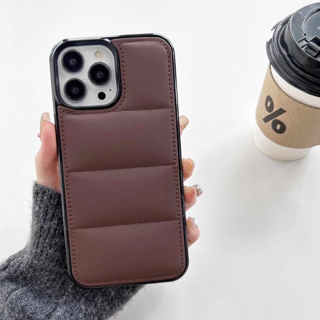 Applicable To IPhone16Promax Mobile Phone Case Solid Color Cotton-filled Down Jacket Apple 1511 Couple 13