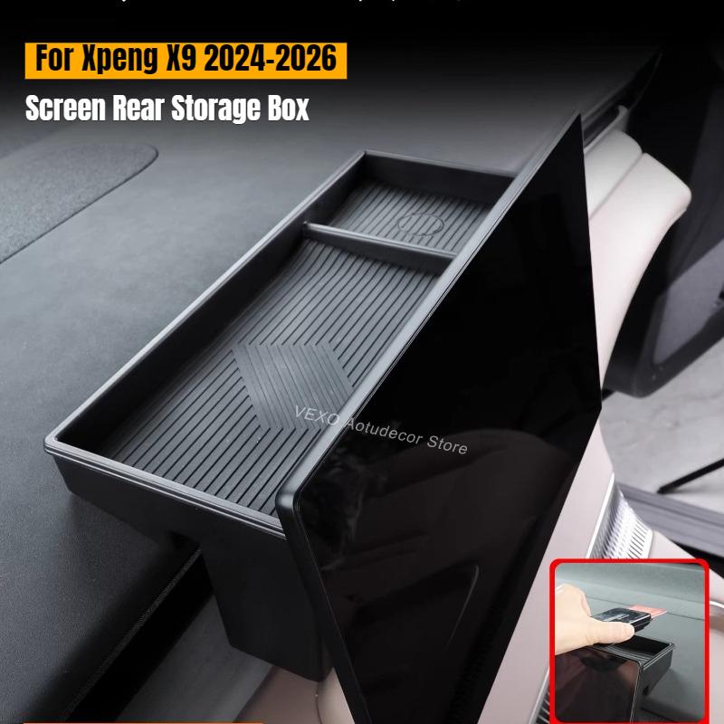 For Xpeng X9 2025 2026 Center Console Screen Rear Storage Box Dashboard Behind Organizer Tray Armrest Phone Holder Accessories