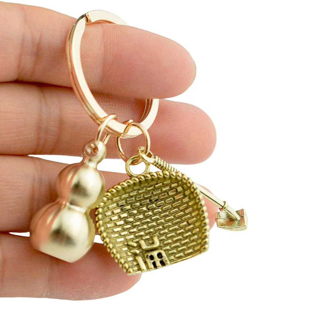 Элегантный латунный брелок Wu Lou Gourd, портативный брелок с подвеской из медной тыквы, стильный брелок, ювелирное изделие на удачу