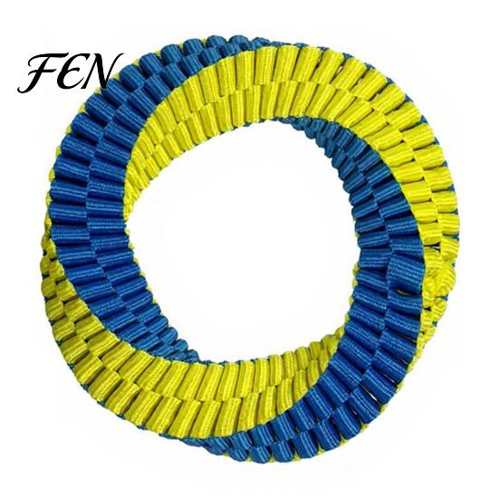 Dog Training Tug Toy Dental Toy, Textured Nylon Woven Chew Two Loop Figure 8 Design, Aggressive Chewer Toys Round Shape Interactive Teeth Cleaning for
