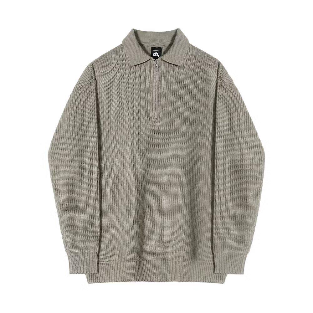 Men's Autumn/Winter Japanese-Style Half-Zip Lapel Sweater - High-End, Loose, Casual.