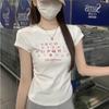 Американская передняя плечевая талия складка тонкий короткий рукав футболка letter print design Spice girl повседневный универсальный топ короткий рукав