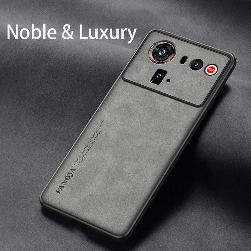 Ретро Кожаный Чехол с Ощущением Кожи для ZTE Nubia Z80 Ultra Z80Ultra Ударопрочный Матовый Силиконовый Мягкий Чехол-Крышка