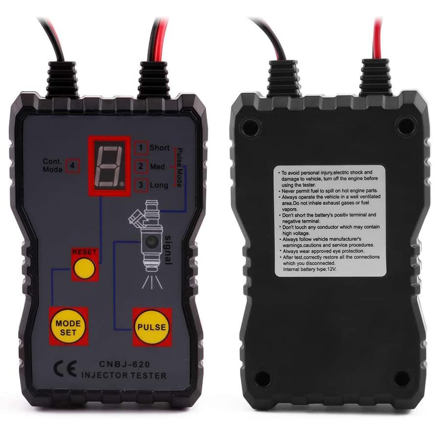 12V Fuel Injector Tester, Professional Ignition Pulse Tester, 4 Pluse Modes Powerful Fuel System Scan Tool Test Stuck/Leaking/Burnt-out Problem
