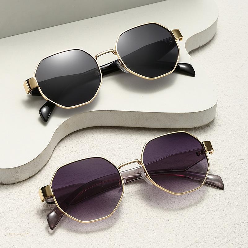 New Retro Sunglasses Women Fashion Polygonal Metal Frame Sunglasses Men Luxury Brand Designer Decorative Sun Glasses Uv400