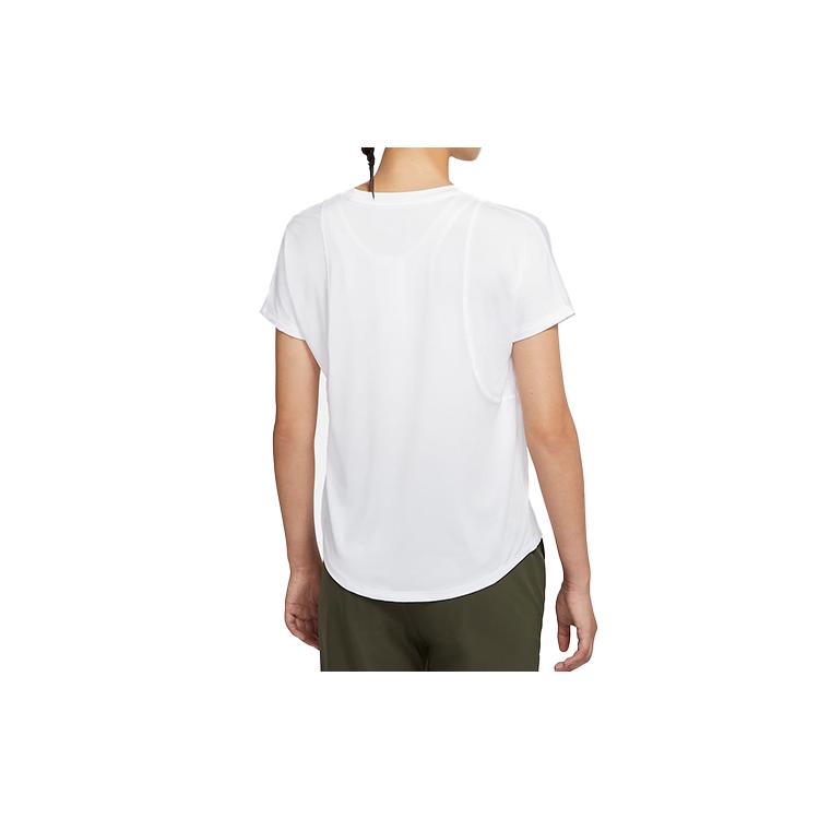 Nike T Shirts Women's White Crew Neck Moderate Straight Fit CU3330-100