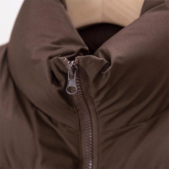 Зимний женский жилет, пальто, утолщенный, с застежкой-молнией, воротник-стойка, без рукавов, однотонный, с защитой от ветра и холода