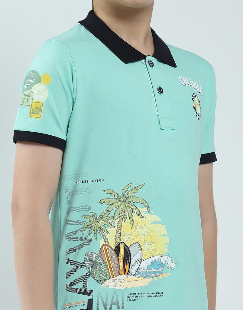 MONTE CARLO Boys's Regular Fit Printed Polo Half Sleeve T-Shirt