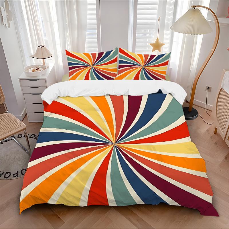 3pc Sunburst Pattern Cover Set - 1 Quilt Cover + 2 Pillowcases, All Seasons Bedroom Setting, Perfect for Home082