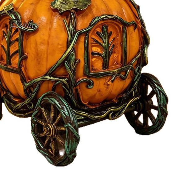 Осенний настольный centerpiece, 3D-фигурка тыквы-кареты из смолы, Ретро-фигурка сказочной тележки, Винтажное украшение для Хэллоуина, домашней вечеринки