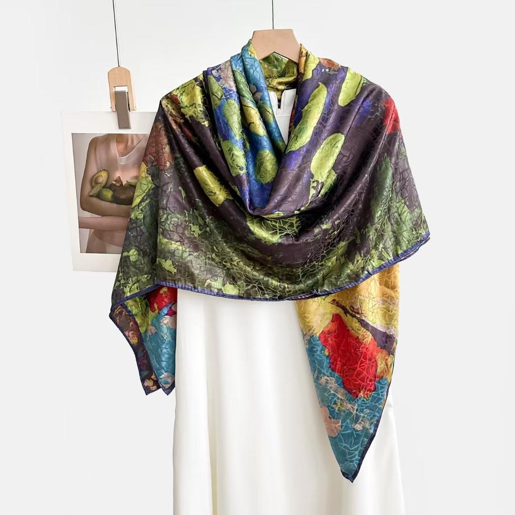 Fragrant Cloud Yarn 140 * 140 Spring And Summer Simulated Silk Large Square Scarf Shawl Women'S Summer Thin Scarf Versatile