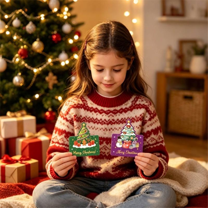 Writable Christmas Card Set with Envelopes, 9 Paper Greeting Cards for Holiday Mail, Family Messages, and Winter Gatherings