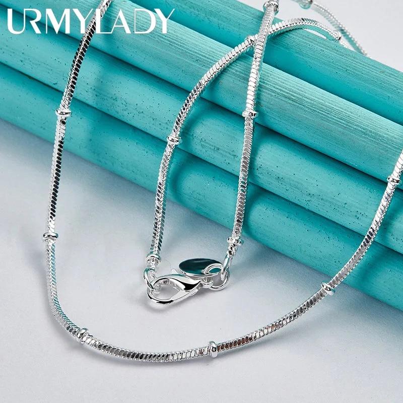 URMYLADY Стерлингового Серебра 925 пробы Змеиная Цепочка 18-20 дюймов Ожерелье Для Мужчин Женщин Свадебная Вечеринка Модные Ювелирные Изделия