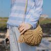 Cross Body Bag Half Moon Straw Bags Women Summer Rattan Bag Handmade Woven Beach Bohemia Handbag