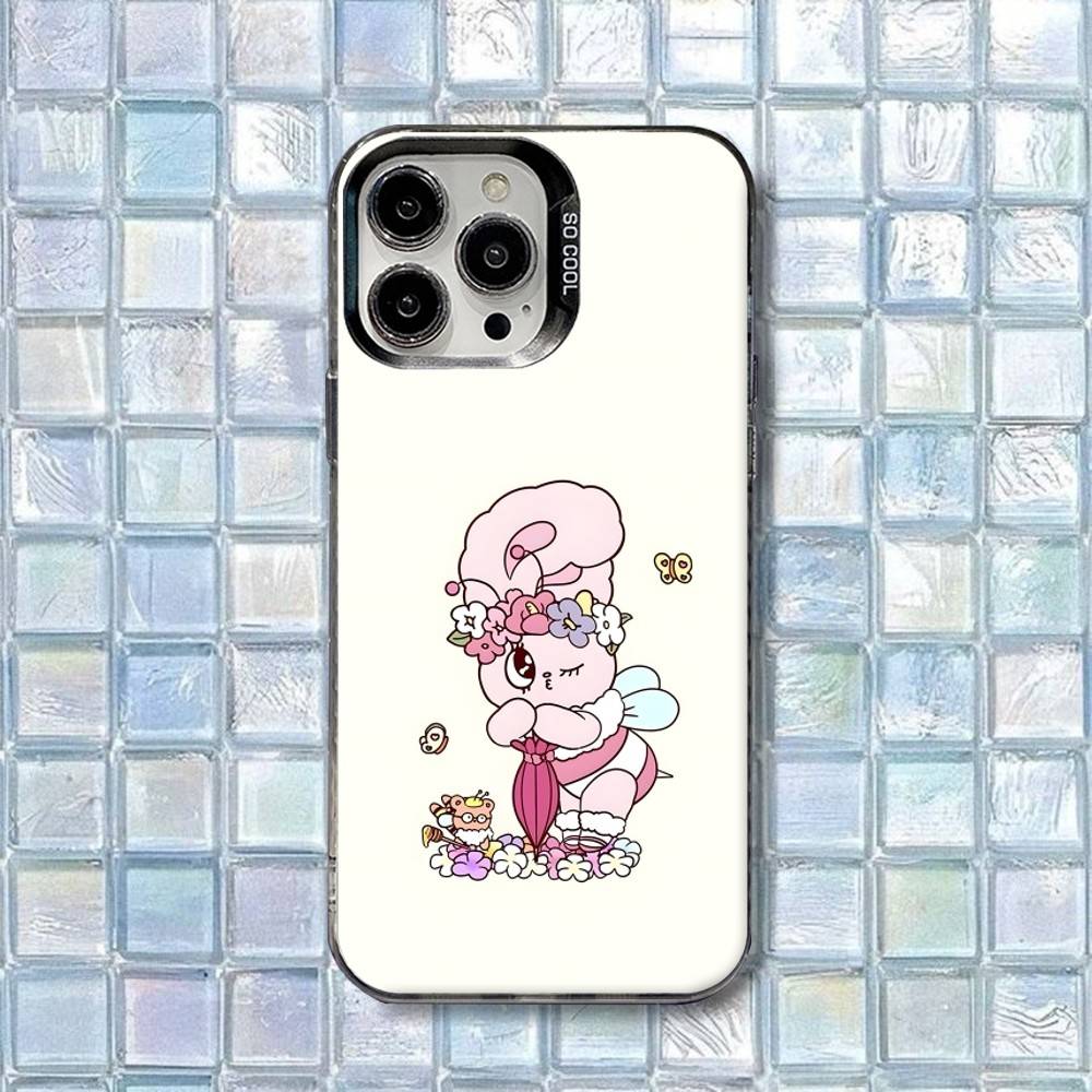 Esther Bunny Cute Phone Case For iPhone 17,16,15,14,13,12,11,Air,X,XR,Pro,Max,Plus IMD Silver Shell